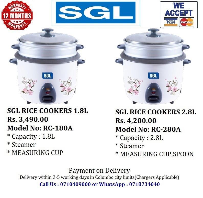 SGL RICE COOKERS 1.8L & SGL RICE COOKERS 2.8L