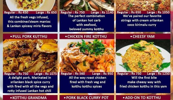 Kotthu Menu – Non Veg OR Veg