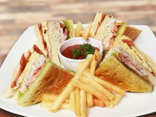 Chicken Club Sandwich with Fries