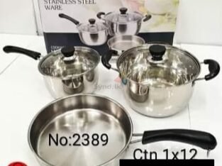 3Pcs Cookware Set Stainless Steel Ware