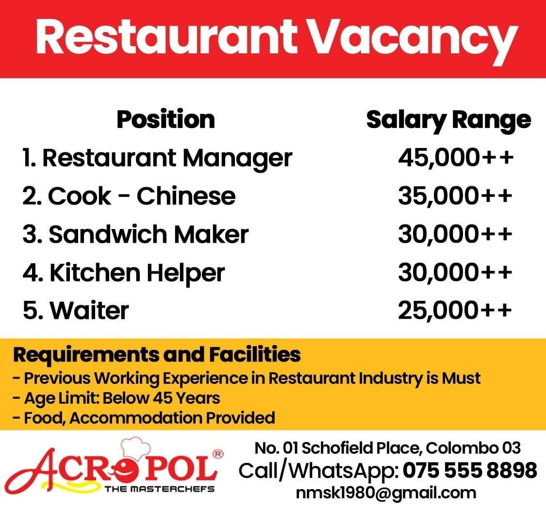 Job Vacancy : Acropol Restaurant