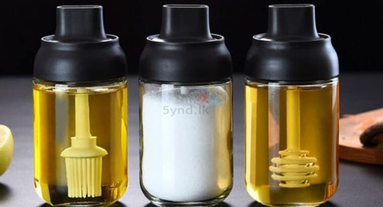 Glass Condiment Set With Spoon