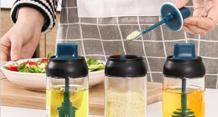 Glass Condiment Set With Spoon