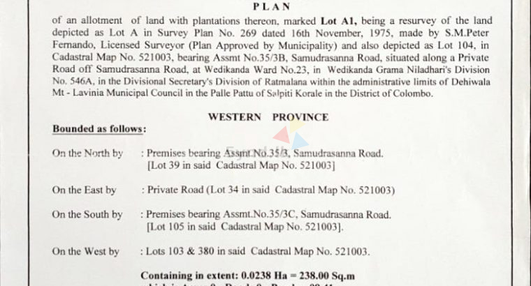 10 Perch Land for Sale in Mount Lavinia