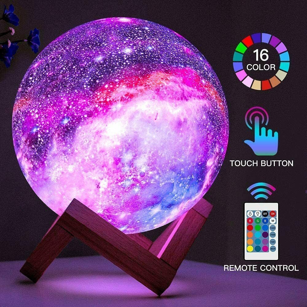 16 Color Galaxy Design Moon Lamp With Remote 