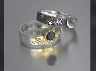 Moon and Star Couple Ring