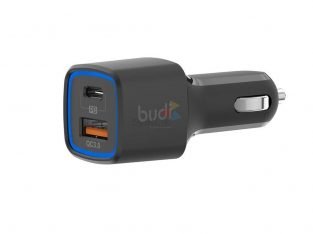 BUDI Car Charger Quick Charge 18W Type C Adapter Black