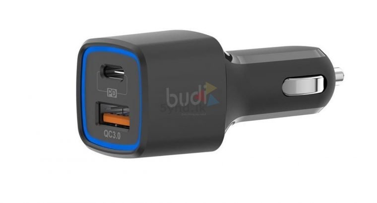 BUDI Car Charger Quick Charge 18W Type C Adapter Black