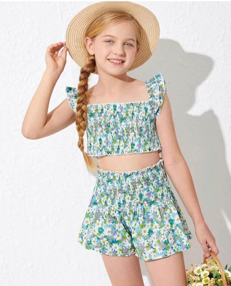 Toddler Girl Crop Top and Short Set