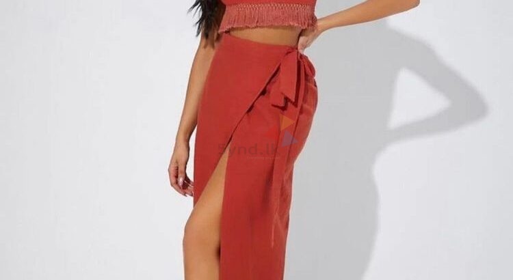 Fringe Trim Top and Skirt Set