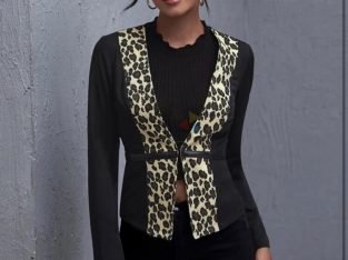 Black blazer with leopard print side
