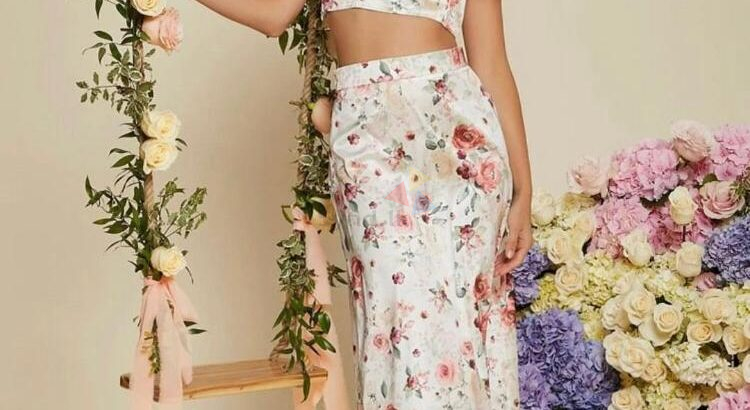 Satin Crop Top and Skirt