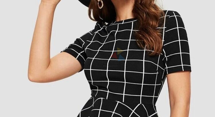 Grid print blouse