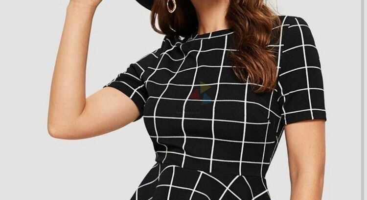 Grid print blouse