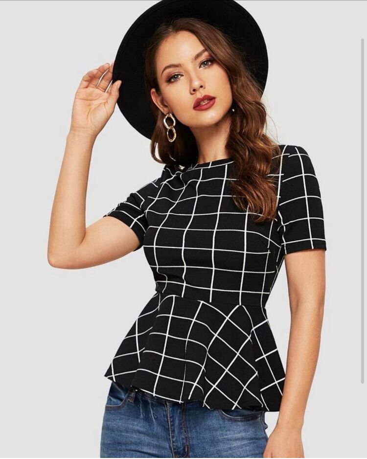 Grid print blouse