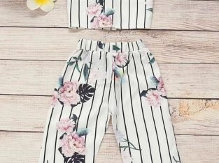 Toddler Girls Vertical Floral Cami Top and Pants