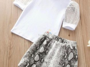 Toddler Girls Dobby Mesh Puff Sleeve Top