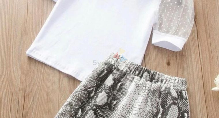 Toddler Girls Dobby Mesh Puff Sleeve Top