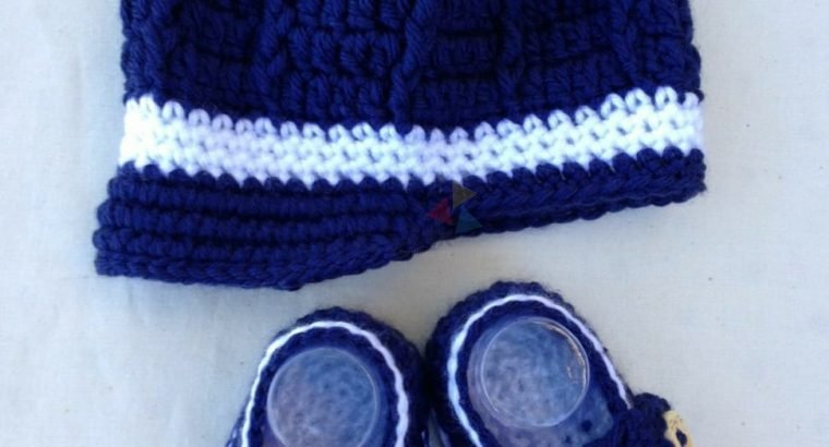 Crochet baby boy Shoes and Cap