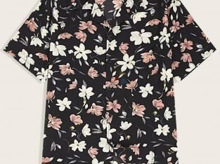 Notched Collar Floral Print Shirt