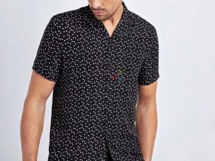 Single Breasted Allover Heart Print Shirt