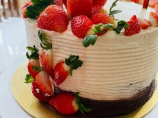 Custom Chocolate Cake with Strawberries