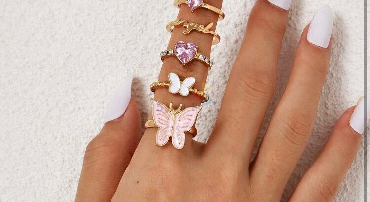 5Pcs Butterfly Decor Ring