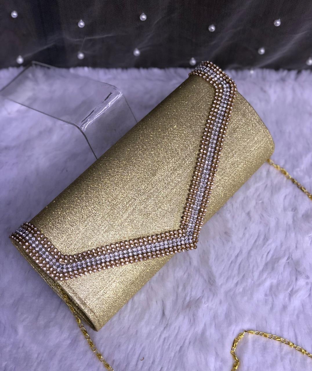 Ladies hand Clutches with shoulder Chain