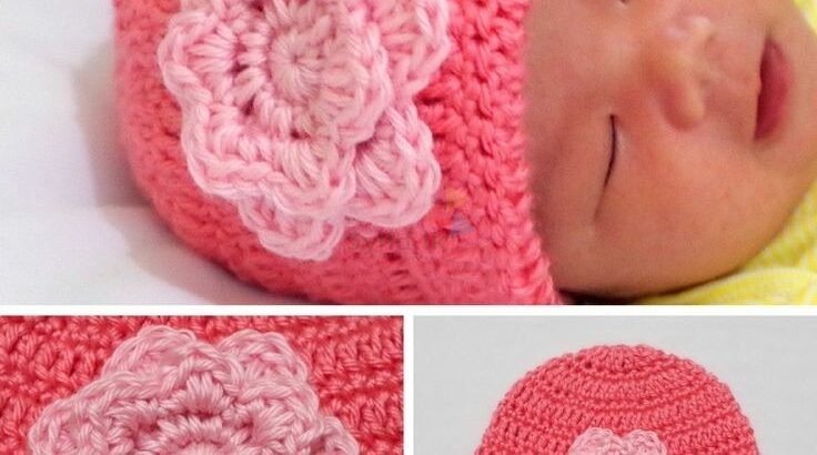 Crochet baby girl cap