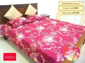 Cotton Bedsheets Queen Size 90”X90” Bed Sheet with 2 Pillow Covers