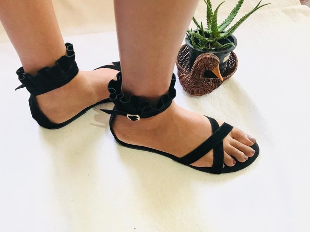 Ruffle frilled Ankle Strapped